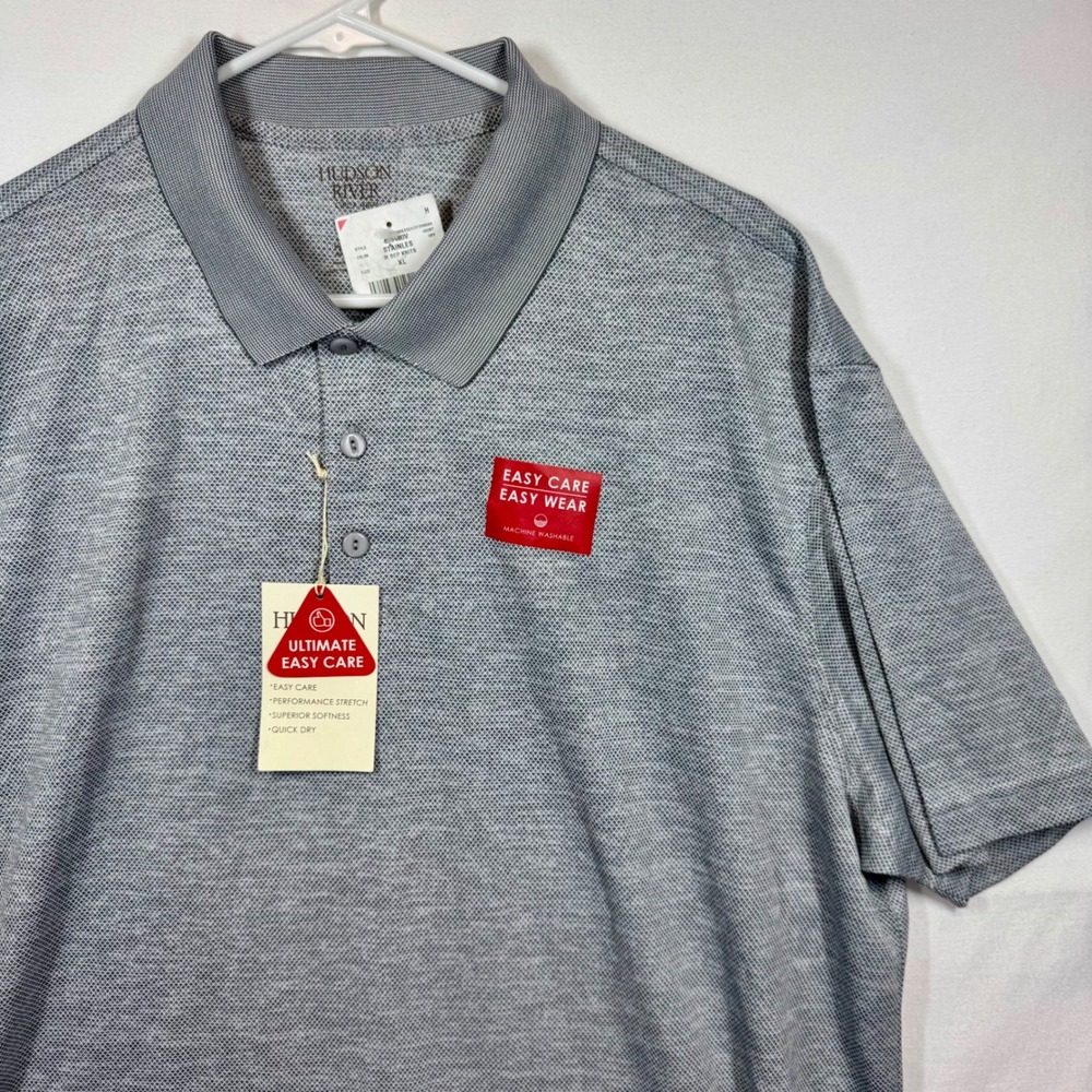 Hudson River Polo Shirt Easy Care Performance Stretch Gray Mens Sz‎ XL NWT